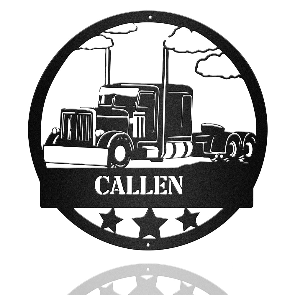 Truck Custom Text Trucker Metal Wall Art