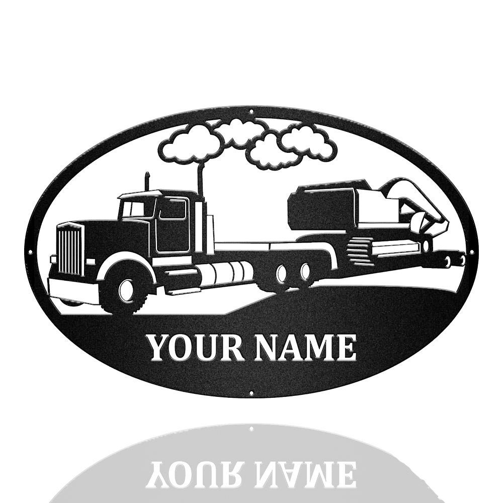 Truck Custom Text Trucker Metal Wall Art