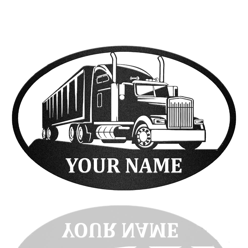 Truck Custom Text Trucker Metal Wall Art