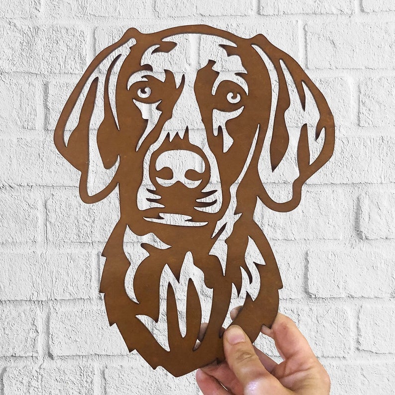 Weimaraner Dog Rustic Garden Art Sculpture Dog House Sign Metal Wall Art
