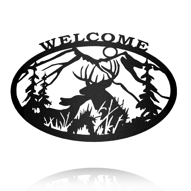 Welcome Deer Hunting Deer Sign Metal Wall Art