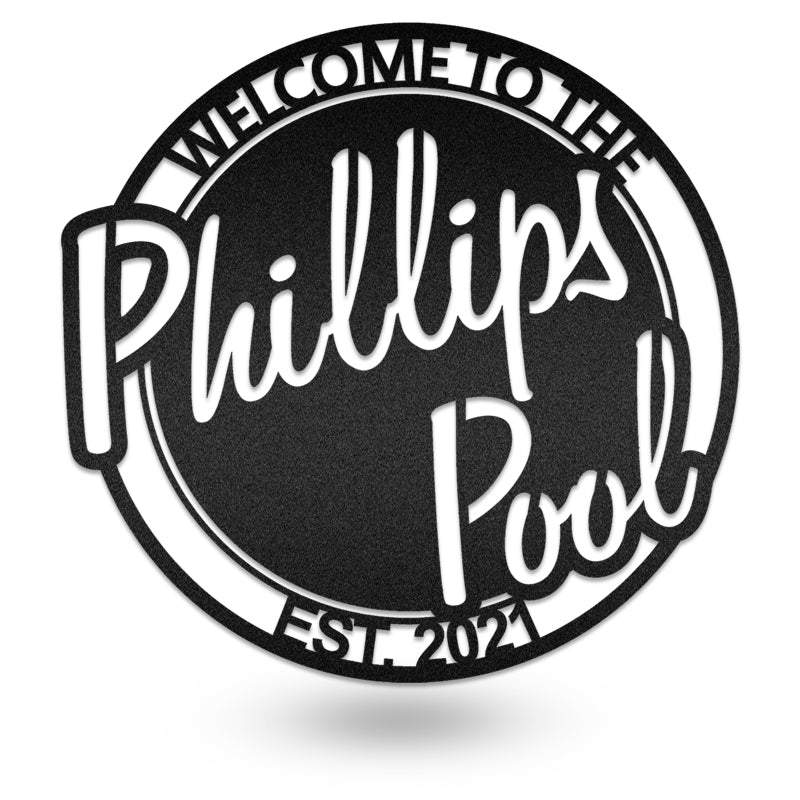 Welcome To Our Pool Est Swimming Decoration Metal Wall Art