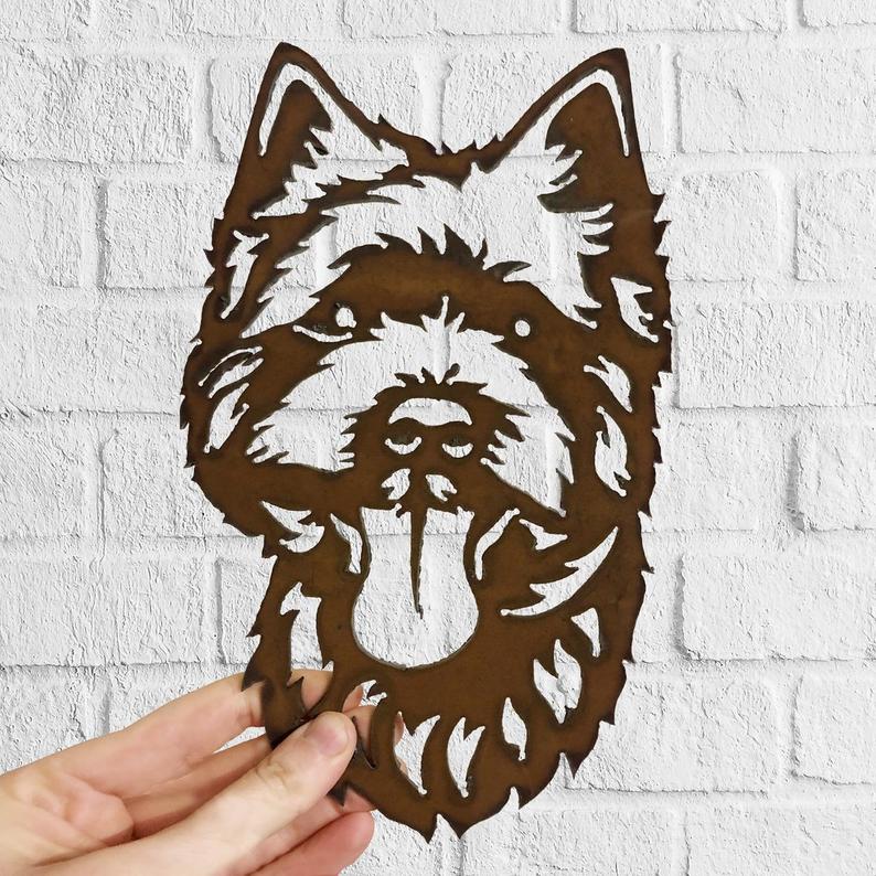 West Highland Terrier Garden Art Sculpture Dog House Sign Metal Wall Art