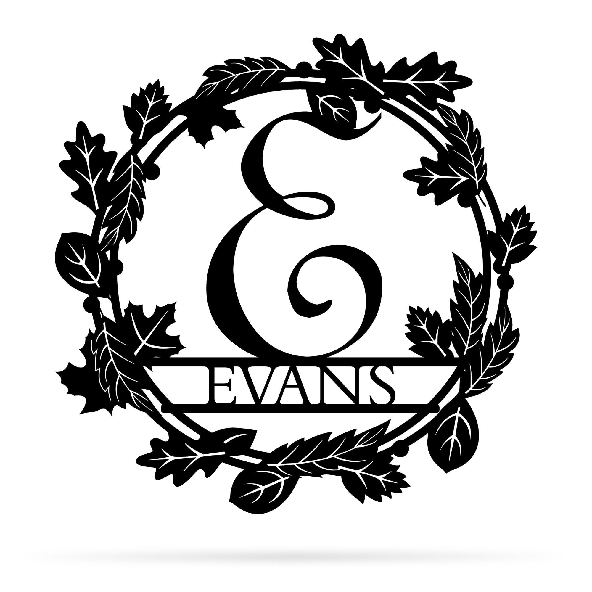 Wreath Monogram Metal Wall Art