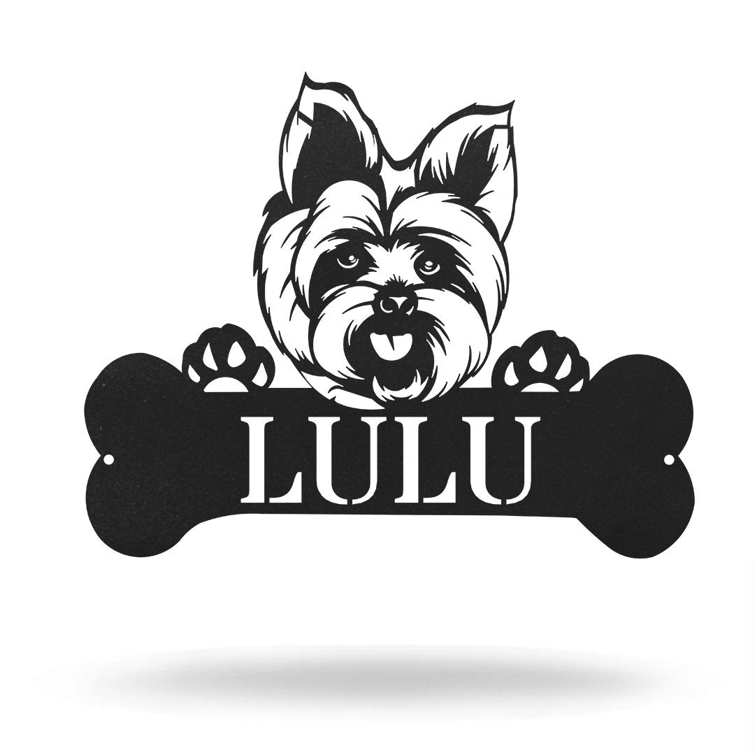 Yorkie Monogram Dog House Sign Metal Wall Art