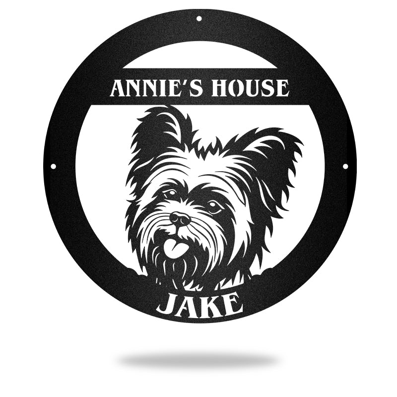 Yorkshire And Bloodhound Guard Dog House Sign Metal Wall Art
