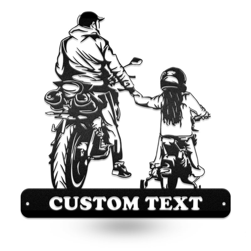 Motocross Dirt Bike Father And Daughter Riding Partners Metal Wall Art
