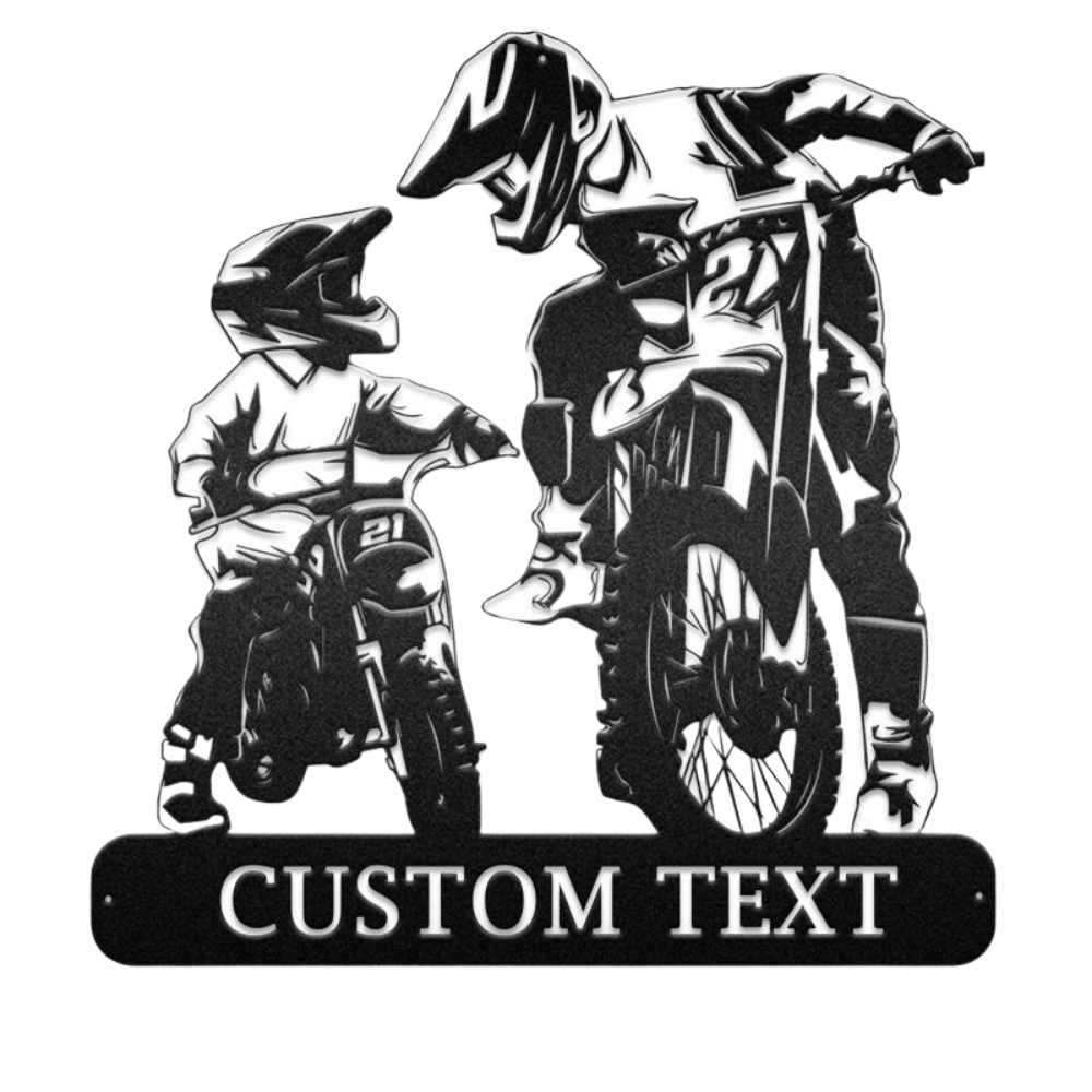 Motorcycle Dad Son Bike Metal Wall Art