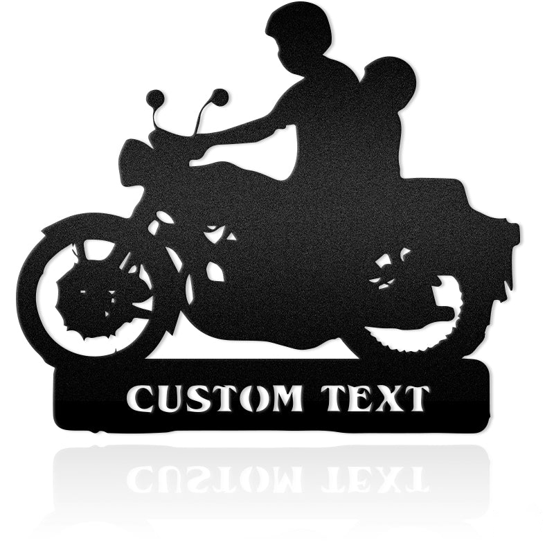 Motorcycle Dad And Son I Love You Custom Name Metal Wall Art Decor