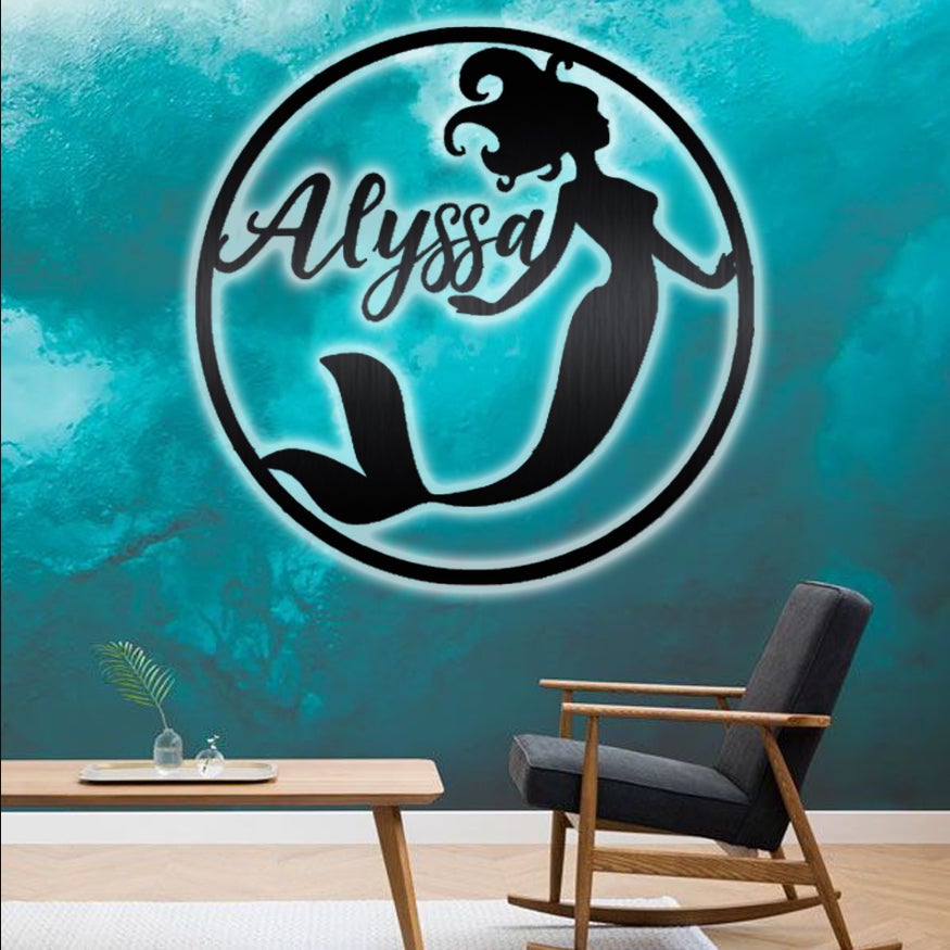 Mermaid Personalized Sign Metal Wall Art