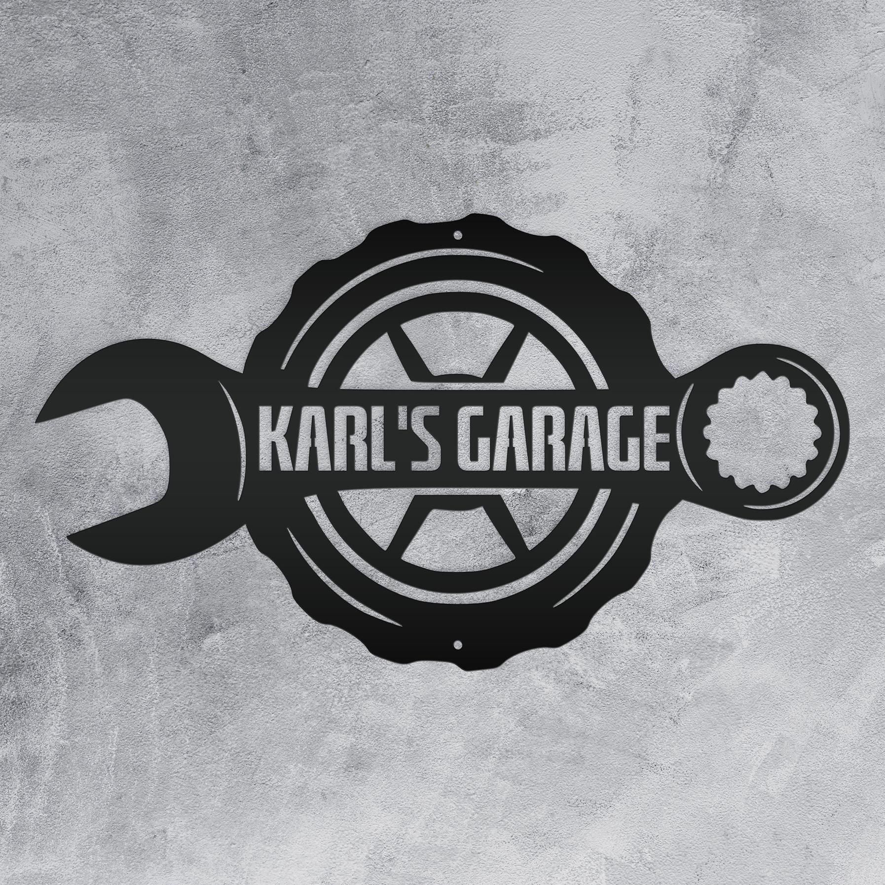 Personalized Crossed Pistons Garage Metal Wall Art