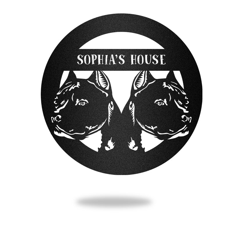 2 American Staffordshire Terrier Guard Metal Wall Art