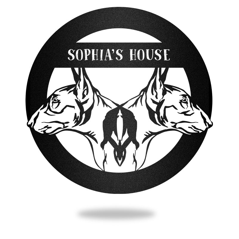 2 Bull Terrier Guard Dog House Sign Metal Wall Art