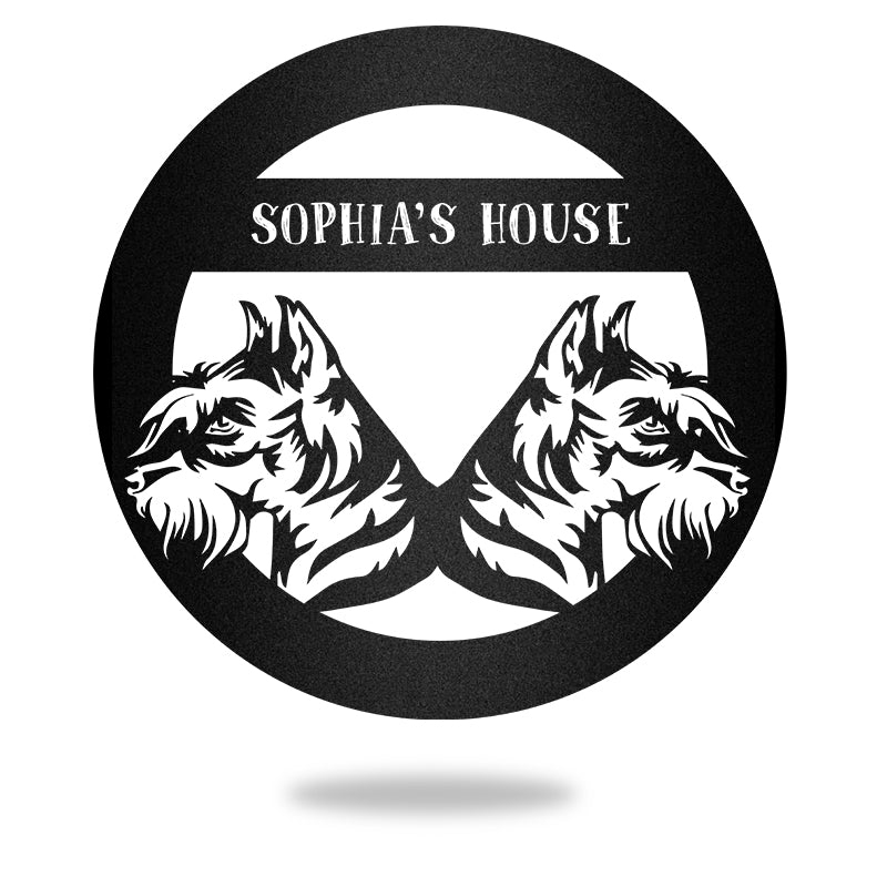 2 Giant Schnauzer Guard Dog House Sign Metal Wall Art