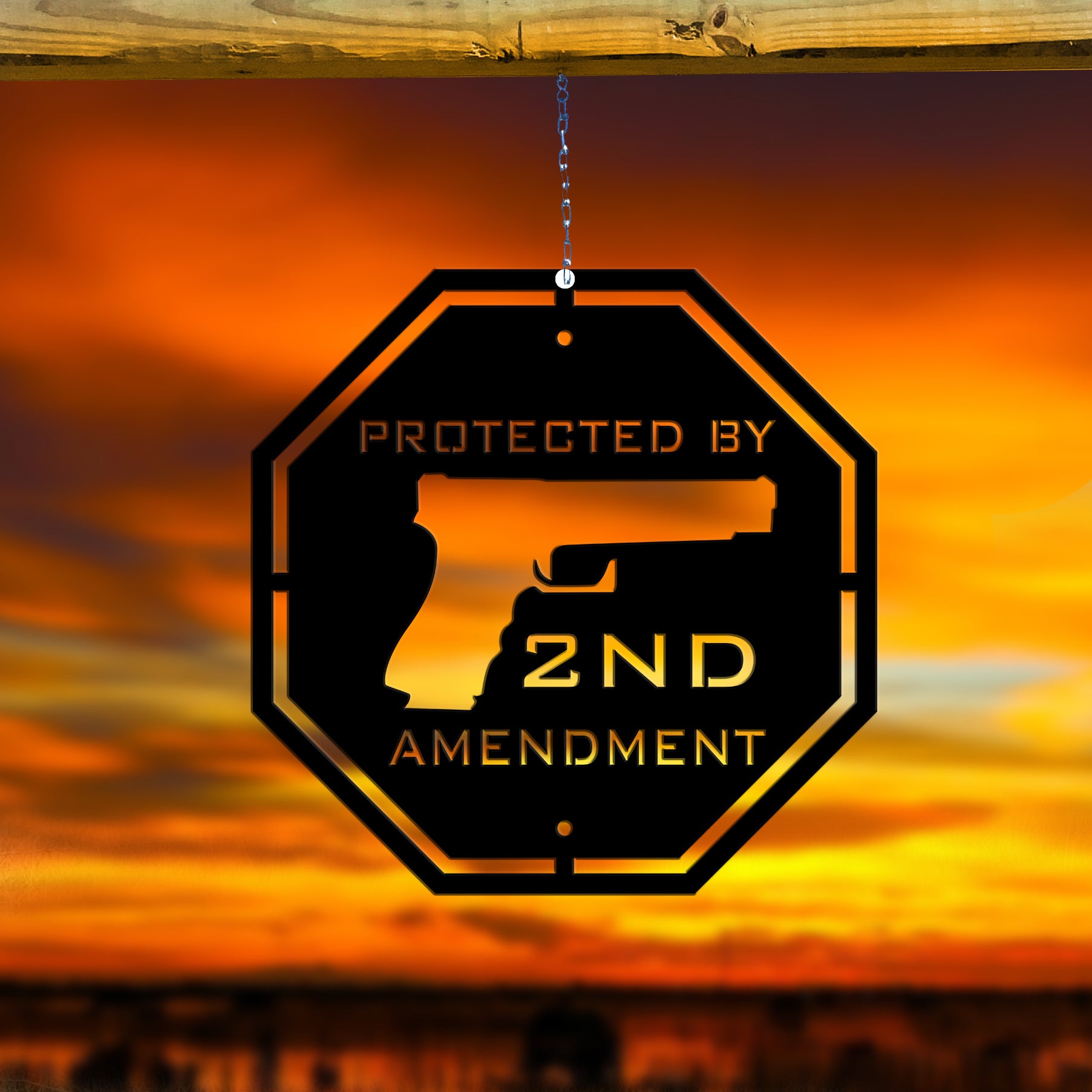 Protected By 2Nd Amendment Metal Wall Art
