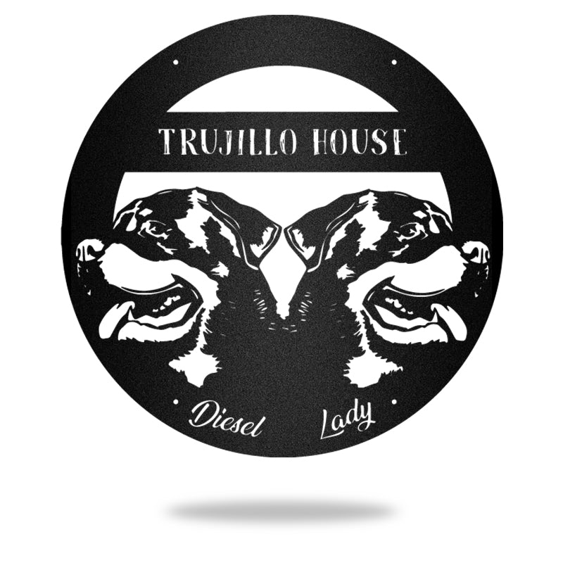 2 Rottweiler Guard Dog House Sign Metal Wall Art