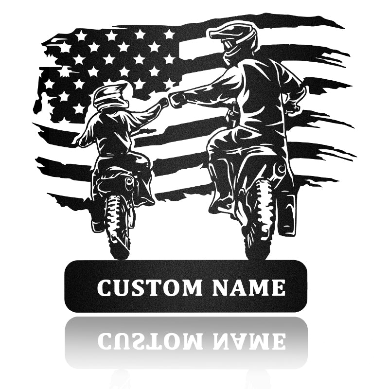 American Flag Father Son For Father'S Day Metal Wall Art Decor