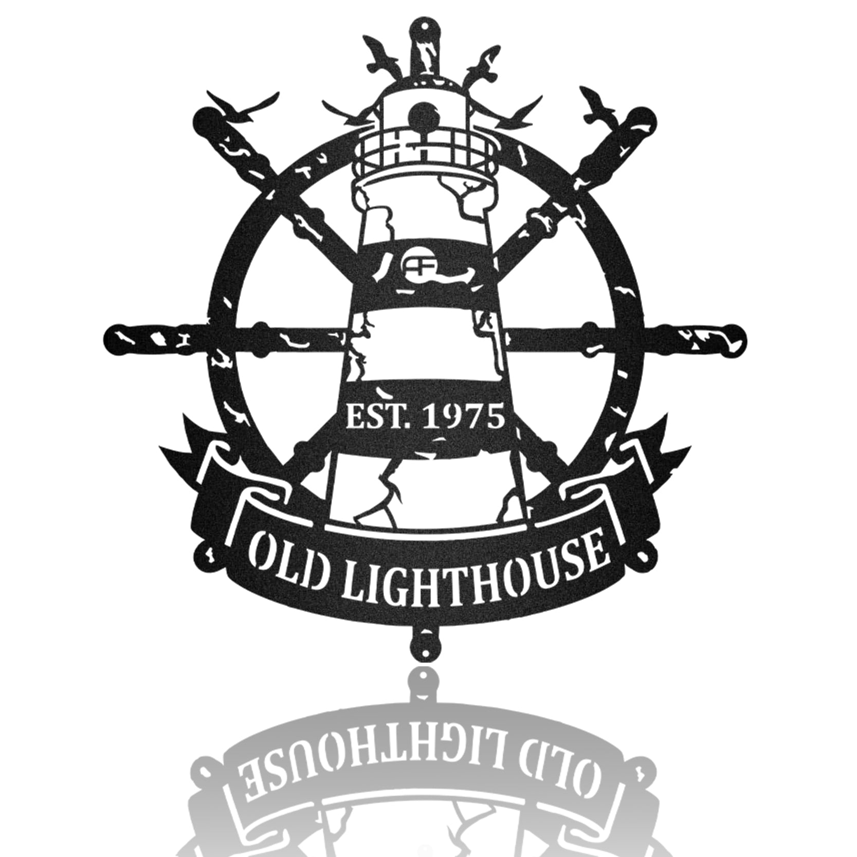 Anchor Old Lighthouse Welcome Sign Customized Text Metal Wall Art