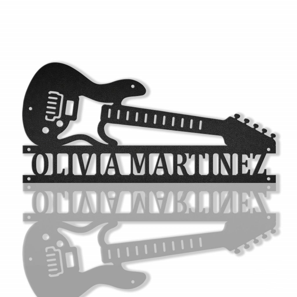Electric Guitar Monogram Personalized Metal Wall Art