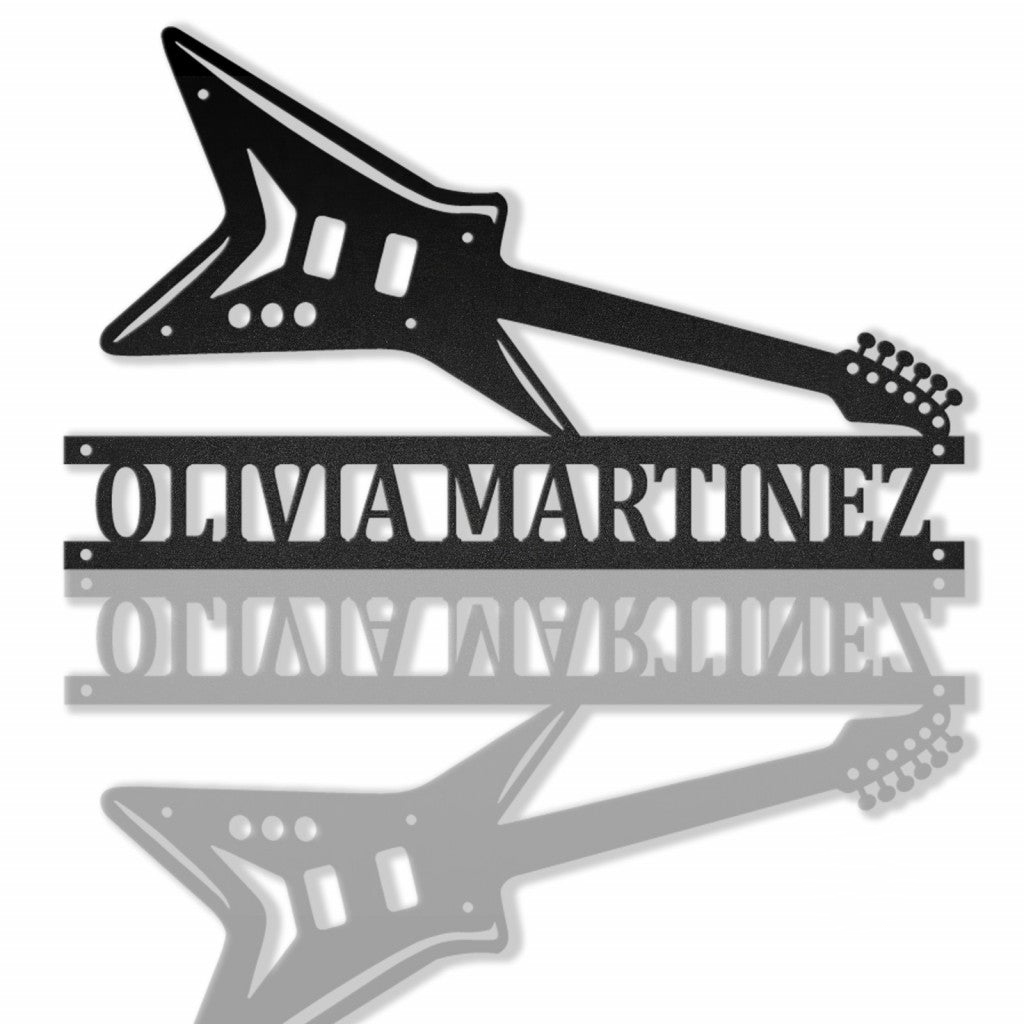 Heavy Metal Guitar Monogram Personalized Metal Wall Art