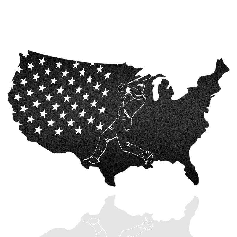 Baseball American Map Metal Wall Art