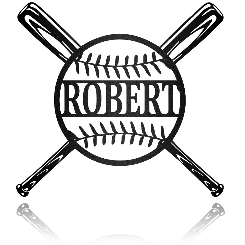 Baseball Custom Name Metal Wall Art