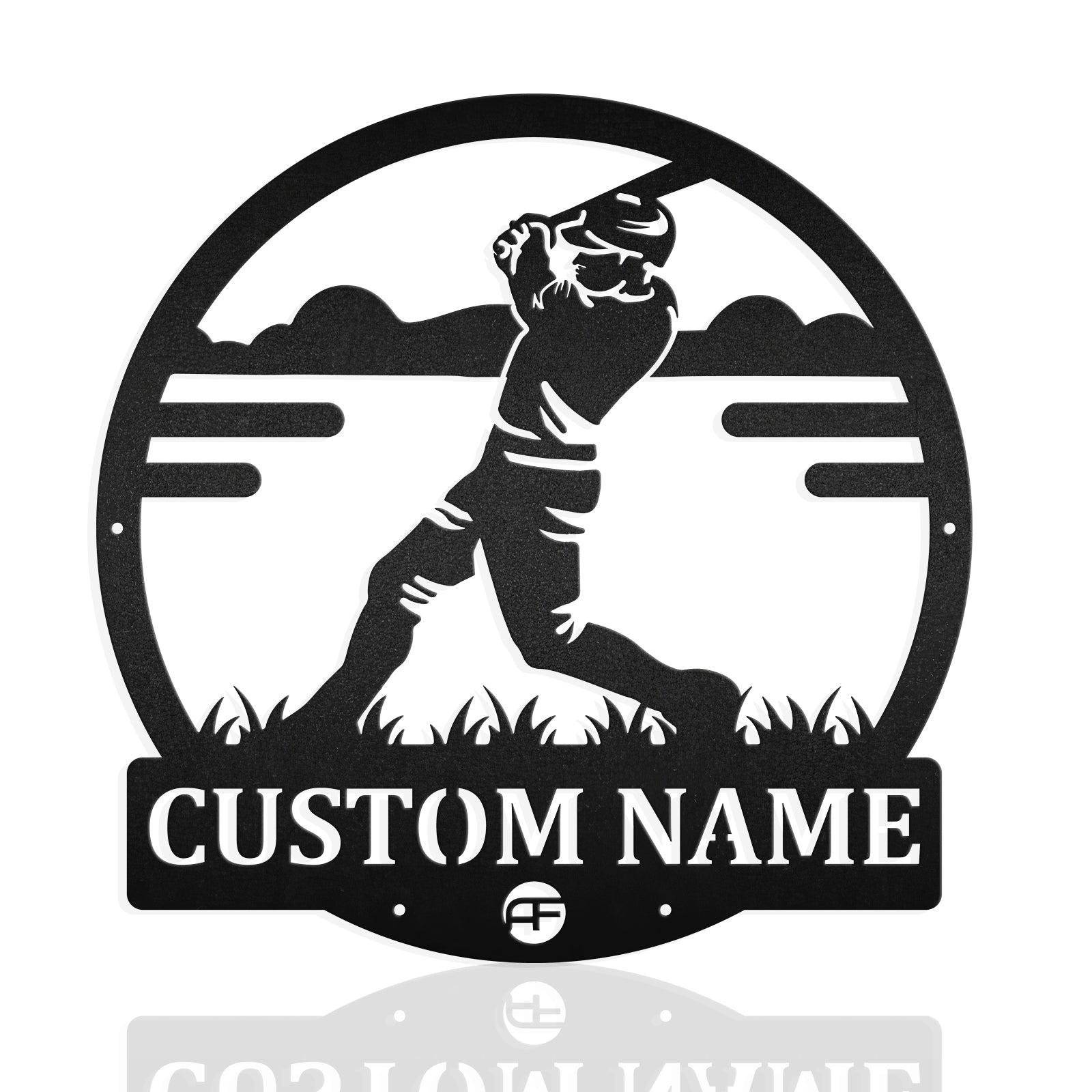 Baseball Hitter Round Metal Baseball Metal Wall Art