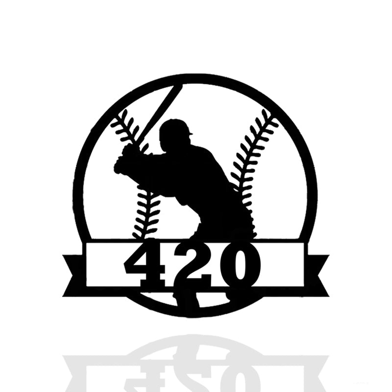 Baseball Home Address Number Metal Wall Art