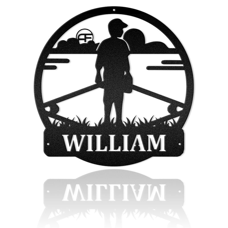 Baseball Pitcher Round Metal Wall Art