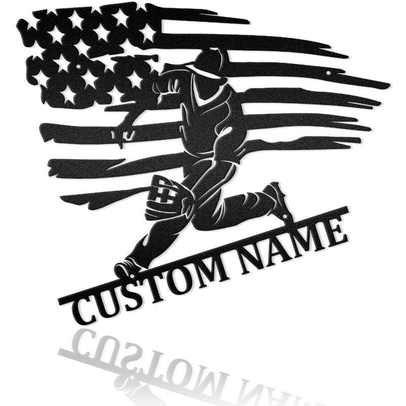 Baseball Player Custom Name Metal Wall Art