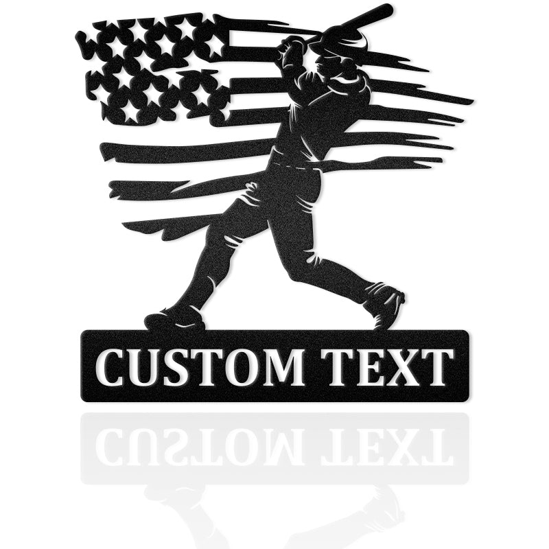 Baseball Player Custom Name Metal Wall Art