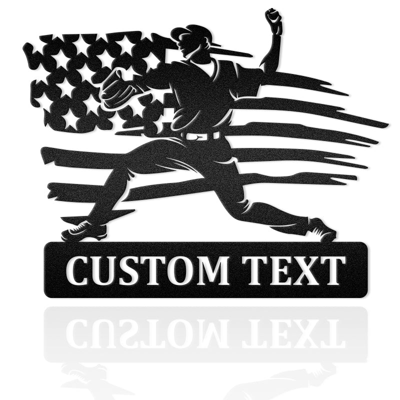 Baseball Player Custom Name Metal Wall Art