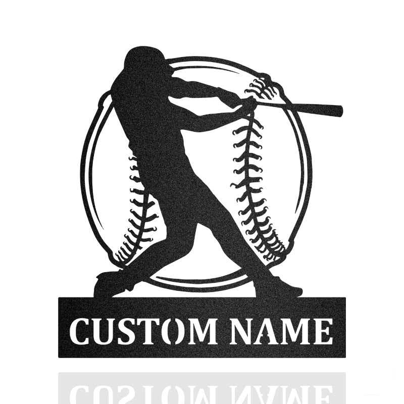 Baseball Player Custom Name Metal Wall Art