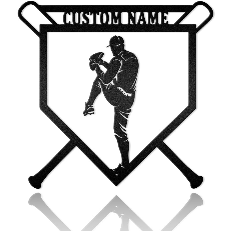 Baseball Player Custome Name Metal Wall Art