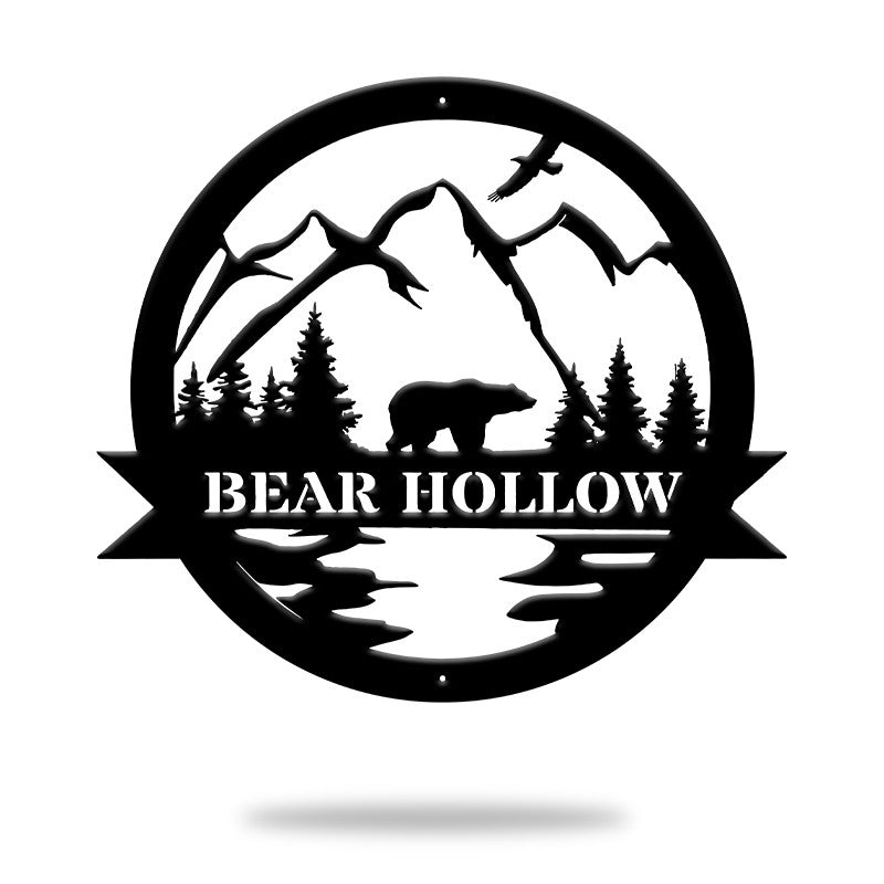 Bear In Woods Cabin Bear Metal Sign Metal Wall Art