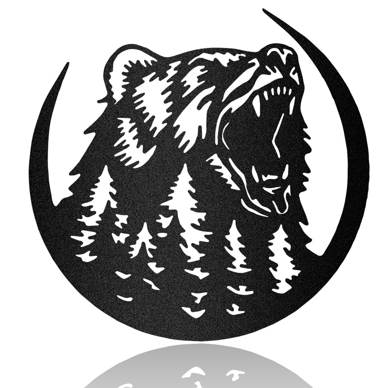 Bear Growl Landscape Bear Metal Sign Metal Wall Art