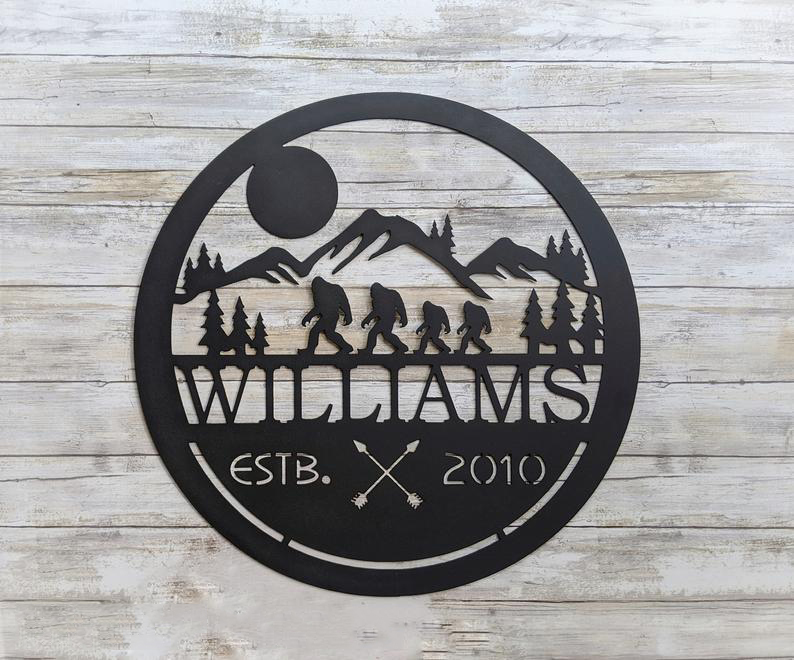 Bigfoot, Sasquatch, Mountain Decor Metal Wall Art