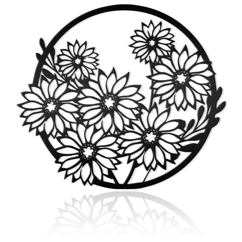 Seven Flowers In Bloom Metal Wall Art