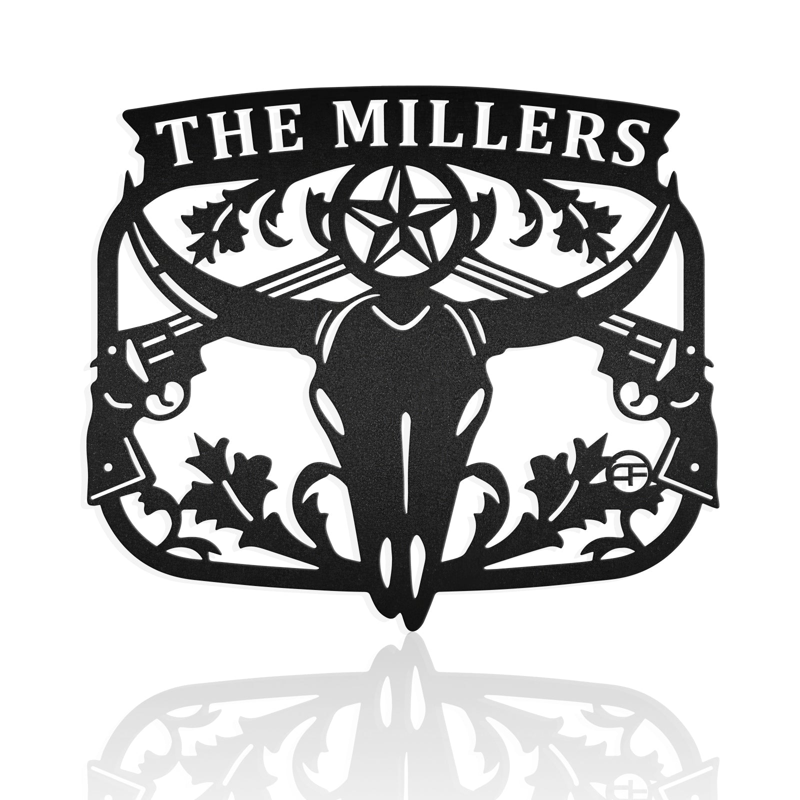 Bull Skull Monogram Customized Metal Wall Art