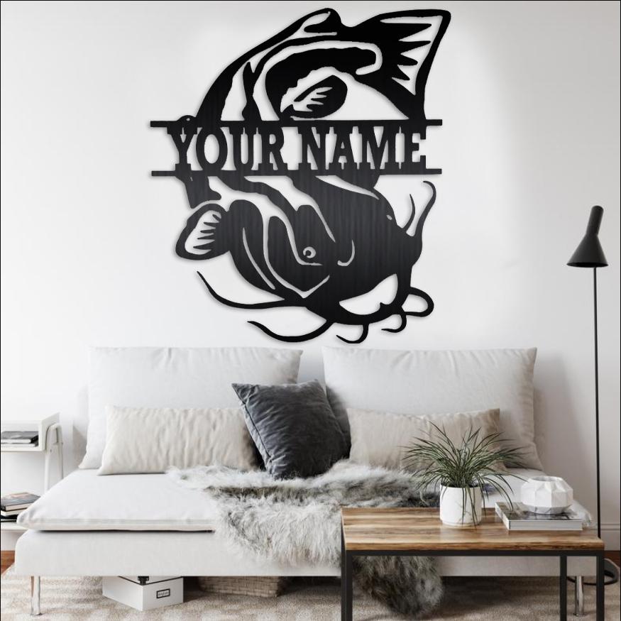 Catfish Custom Name Trout Name Sign Digital File Metal Wall Art