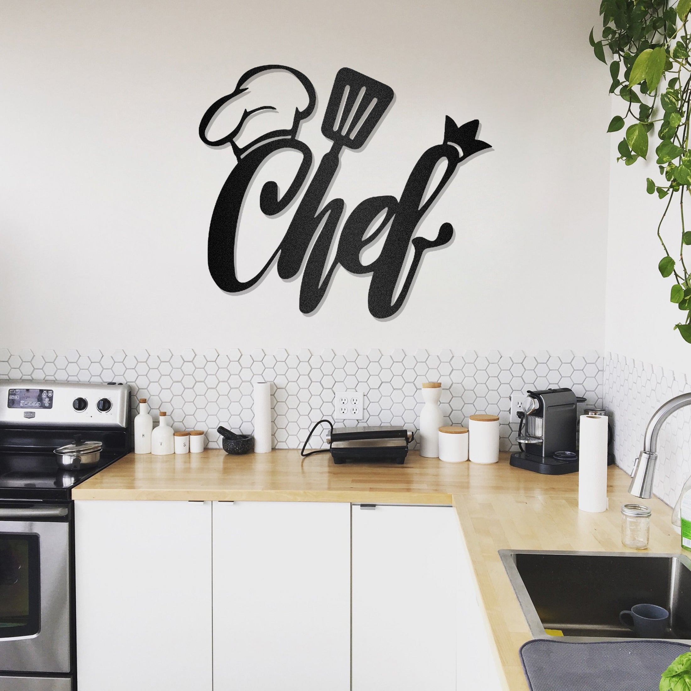 Chef Cooking Seasoning Kitchen Metal Wall Art Decor