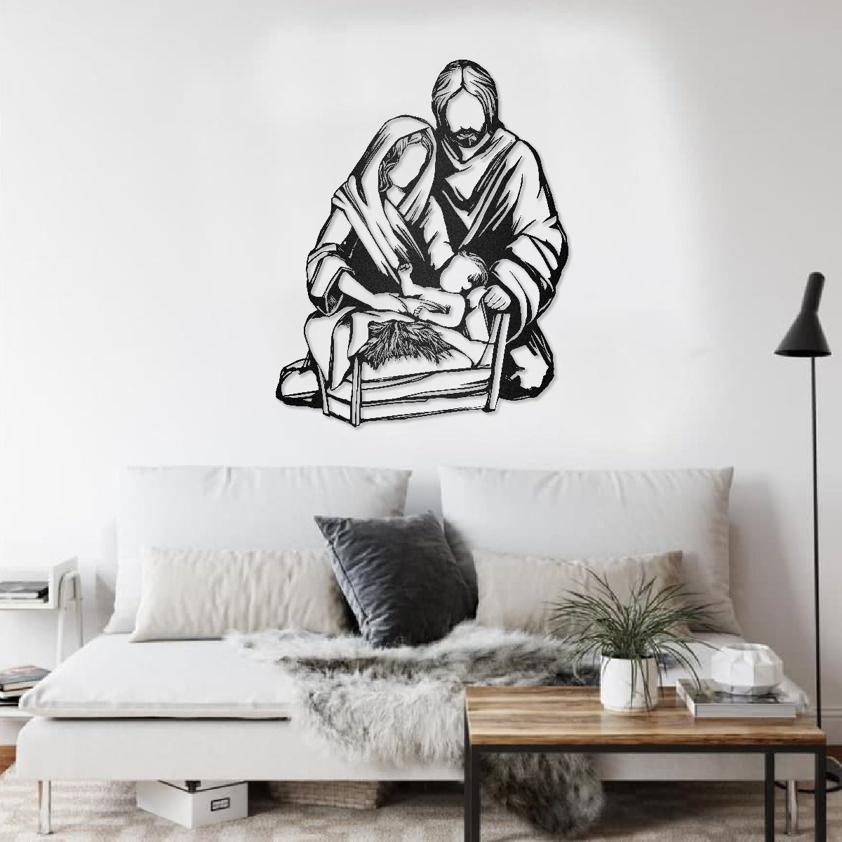 Christmas Mary Joseph & Baby Jesus Catholic Home Decor Metal Wall Art