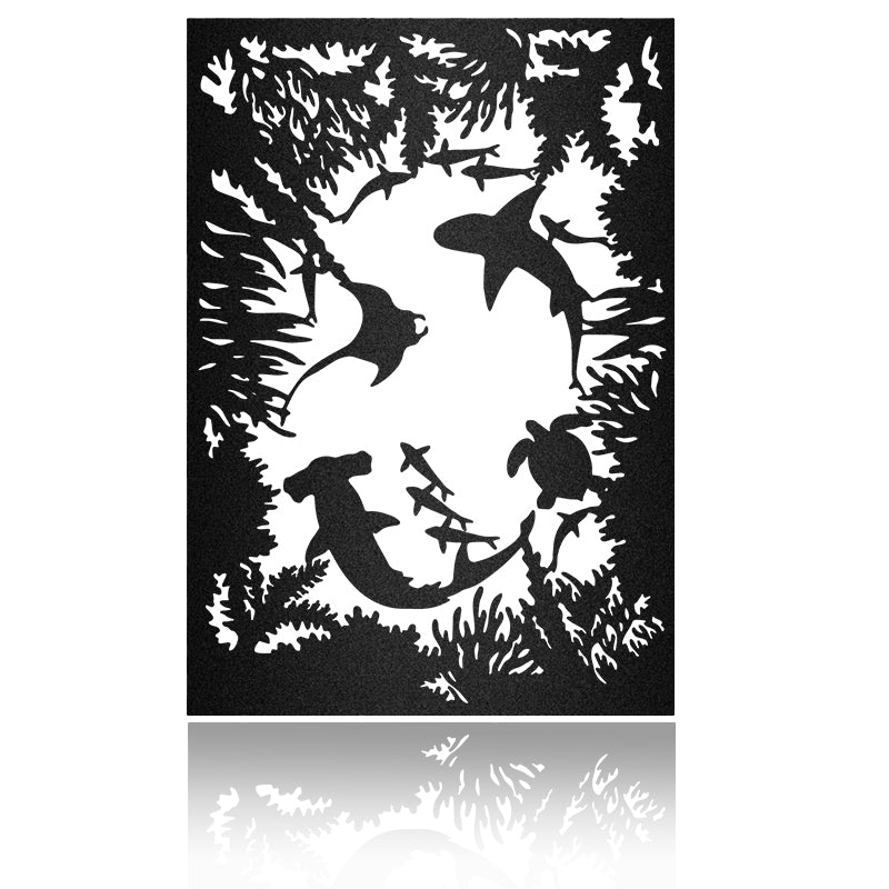 Coral Ocean Animals Stingray Shark Turtle Sea Beach Metal Wall Art