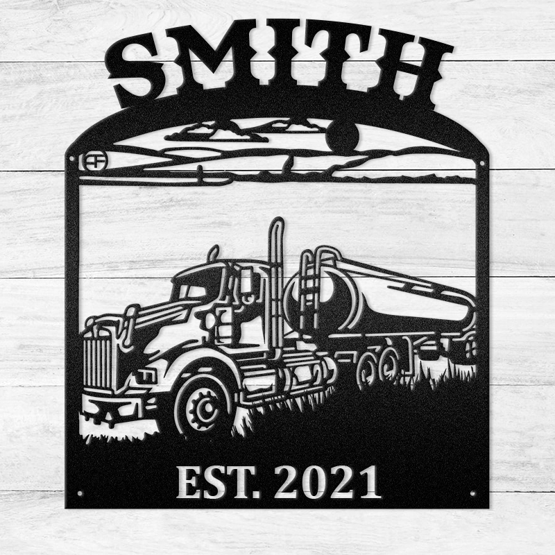 Customize Semi Truck, Company Name Metal Wall Art Decor, Metal Wall Art
