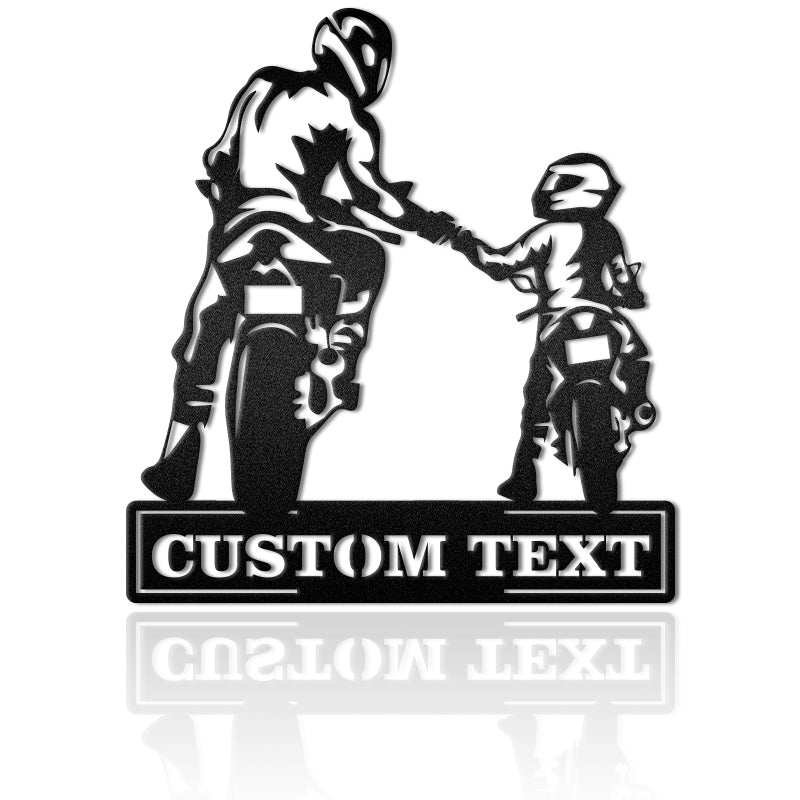 Dad And Kid On The Way Motorcycle Gift For Dad Metal Wall Art Decor