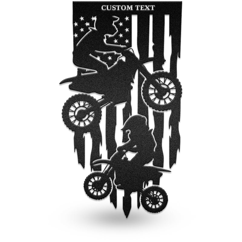 American Flag Terrain Motorcycle Gift For Dad Metal Wall Art