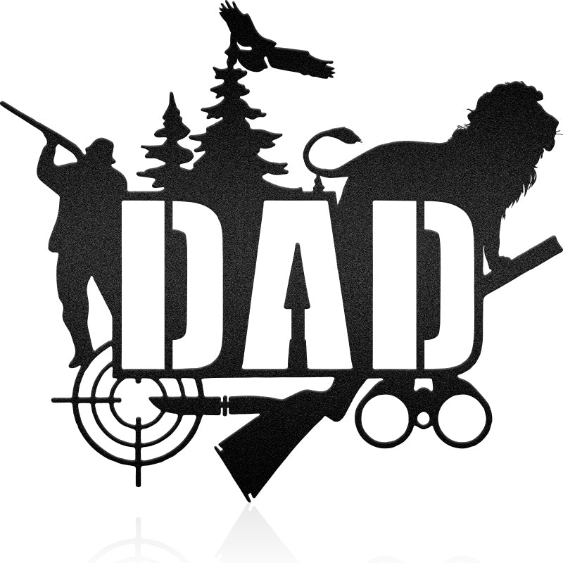 Dad Hunting Lion Father'S Day Metal Hunting Sign Metal Wall Art Decor