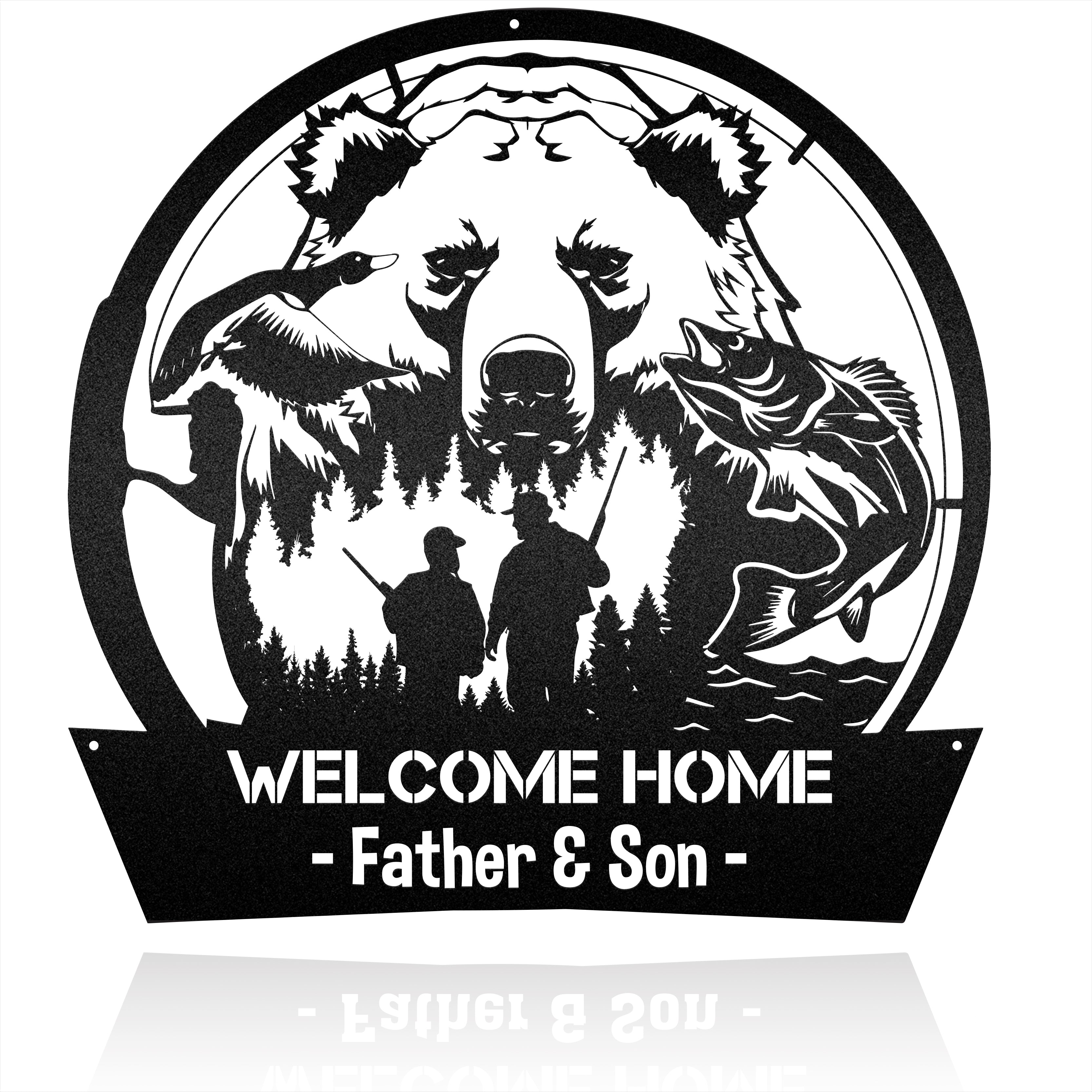 Daddy Bear Hunting Partner Father And Son Metal Wall Art