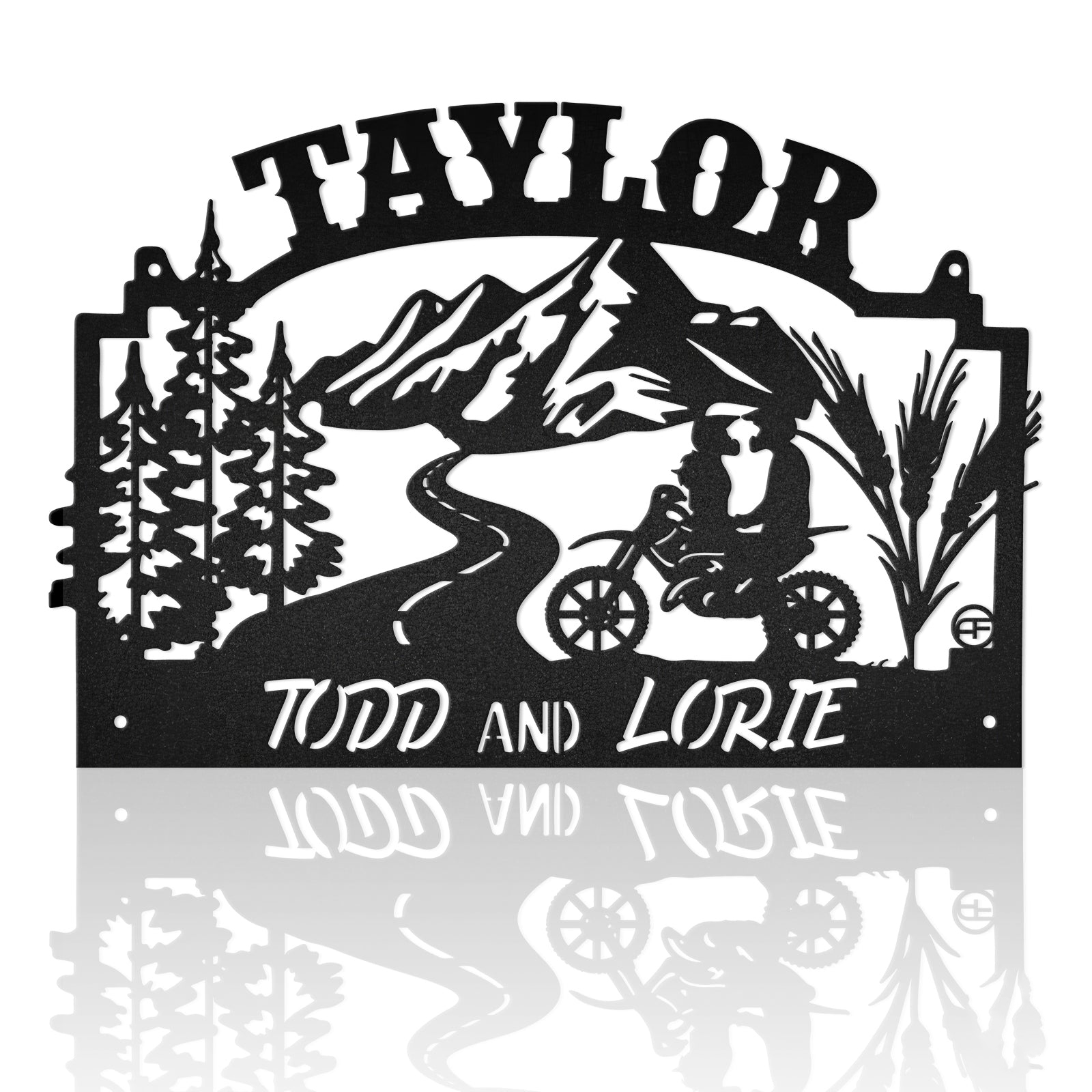 Dirt Bike Couple Motocross Mountain View Metal Wall Art