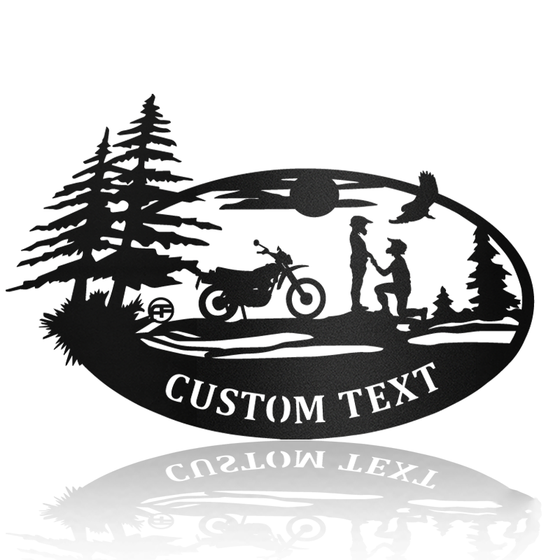Dirt Bike Couple Proposal Metal Wall Art